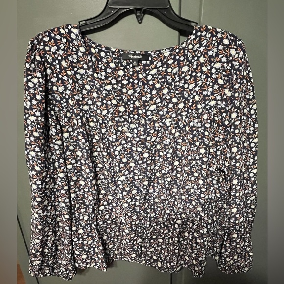 Madewell Tops - Madewell Floral Print Blouse - Navy and White